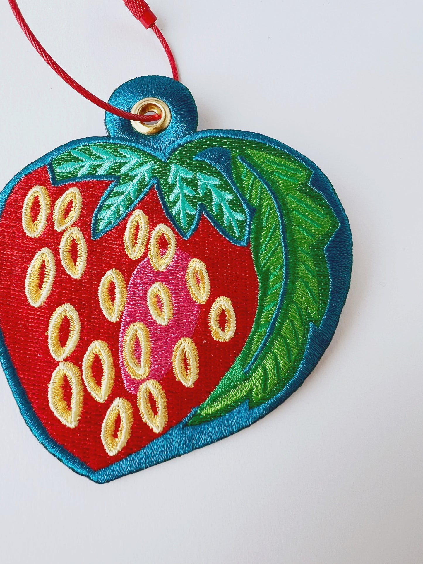 Strawberry bag charm keychain