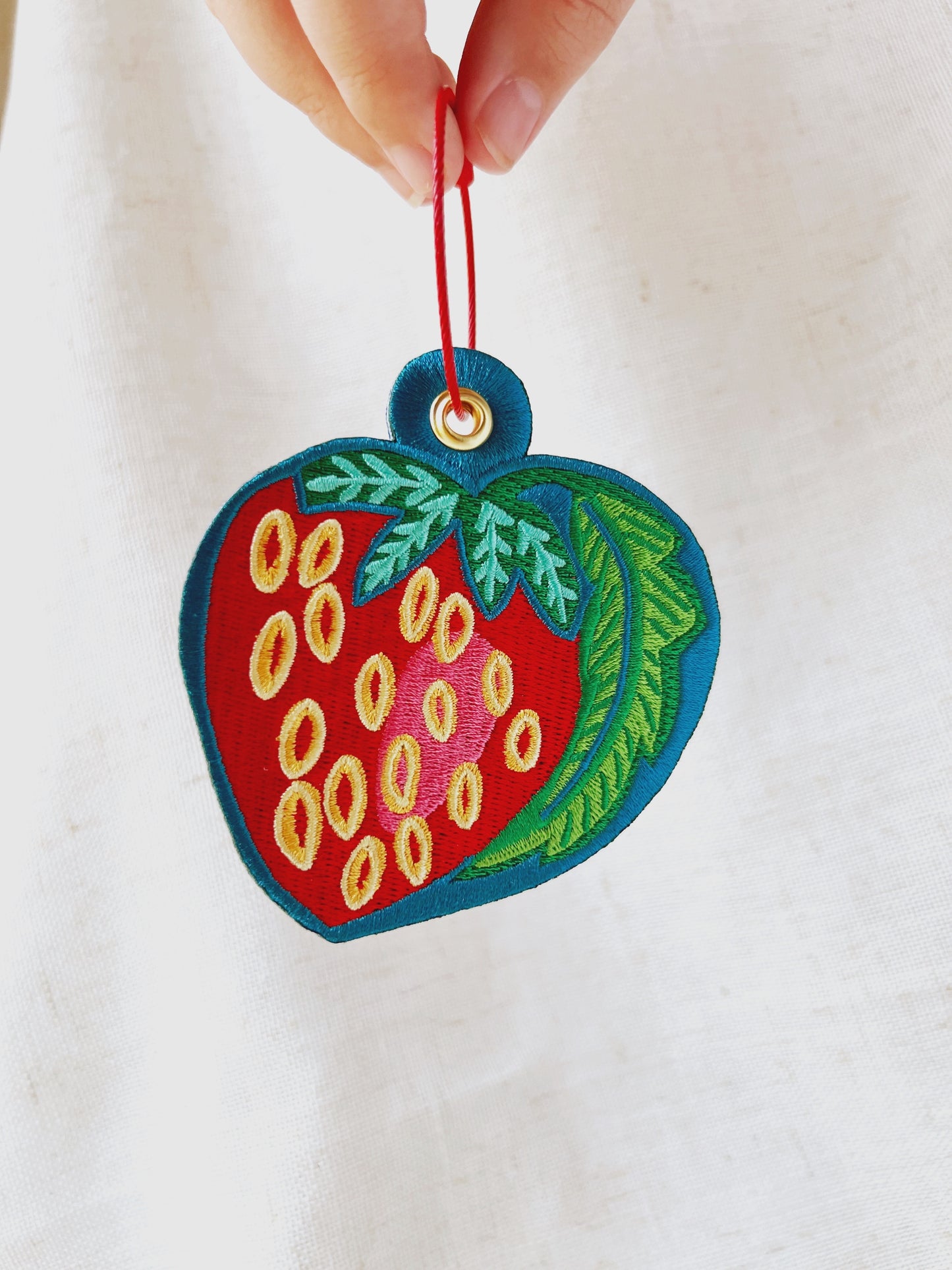 Strawberry bag charm keychain
