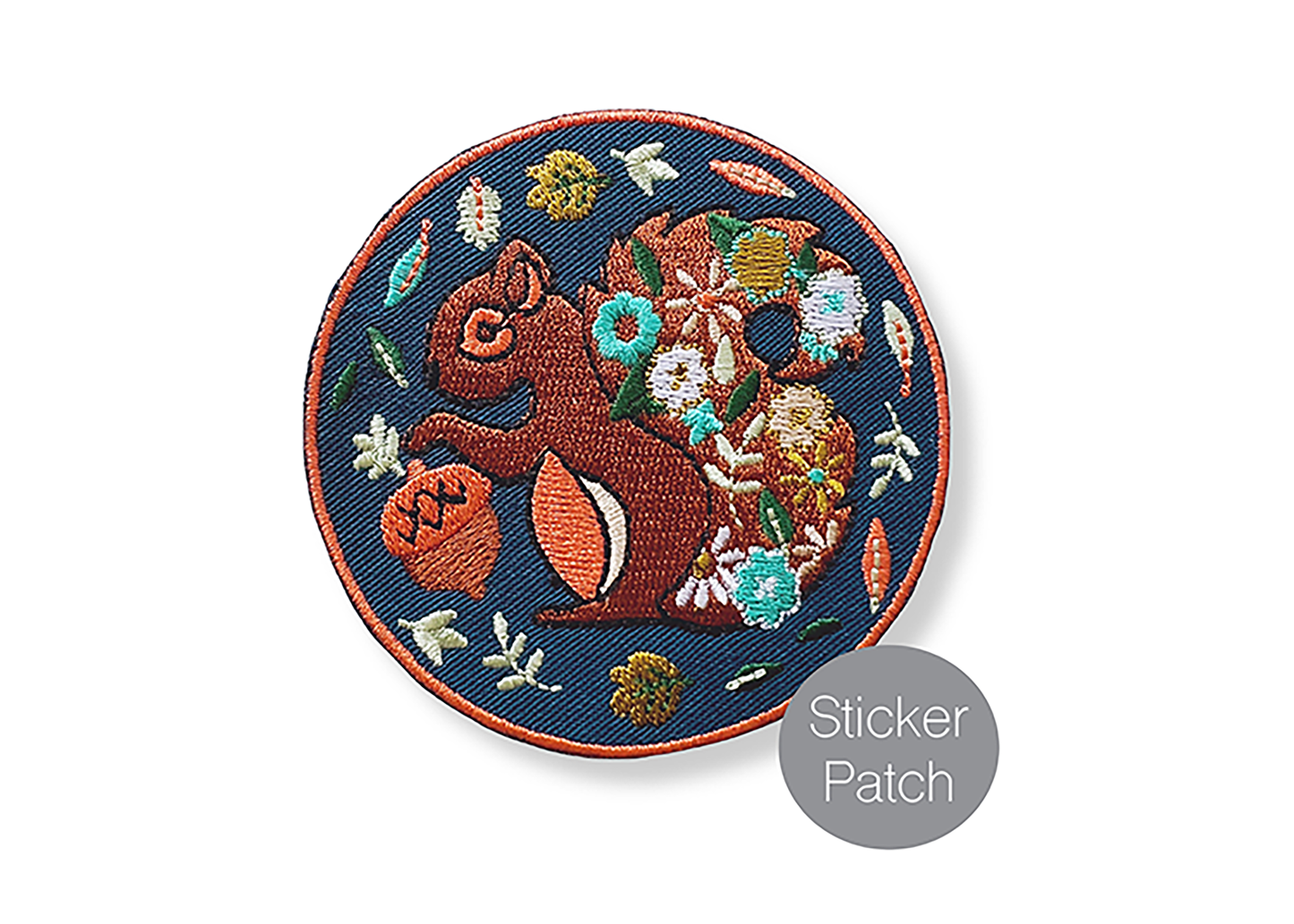 Squirrel Embroidery Sticker Patch