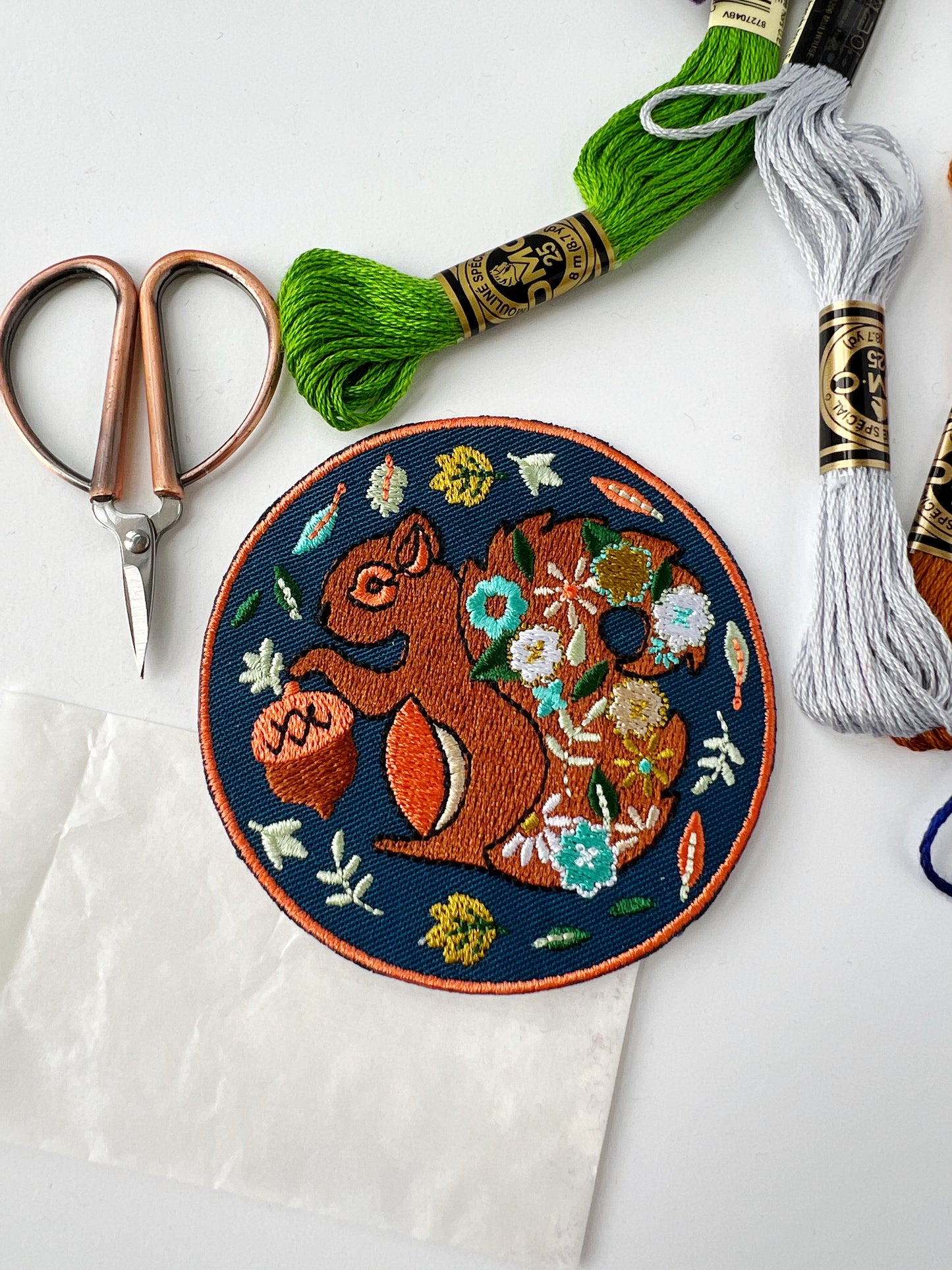 Squirrel Embroidery Sticker Patch