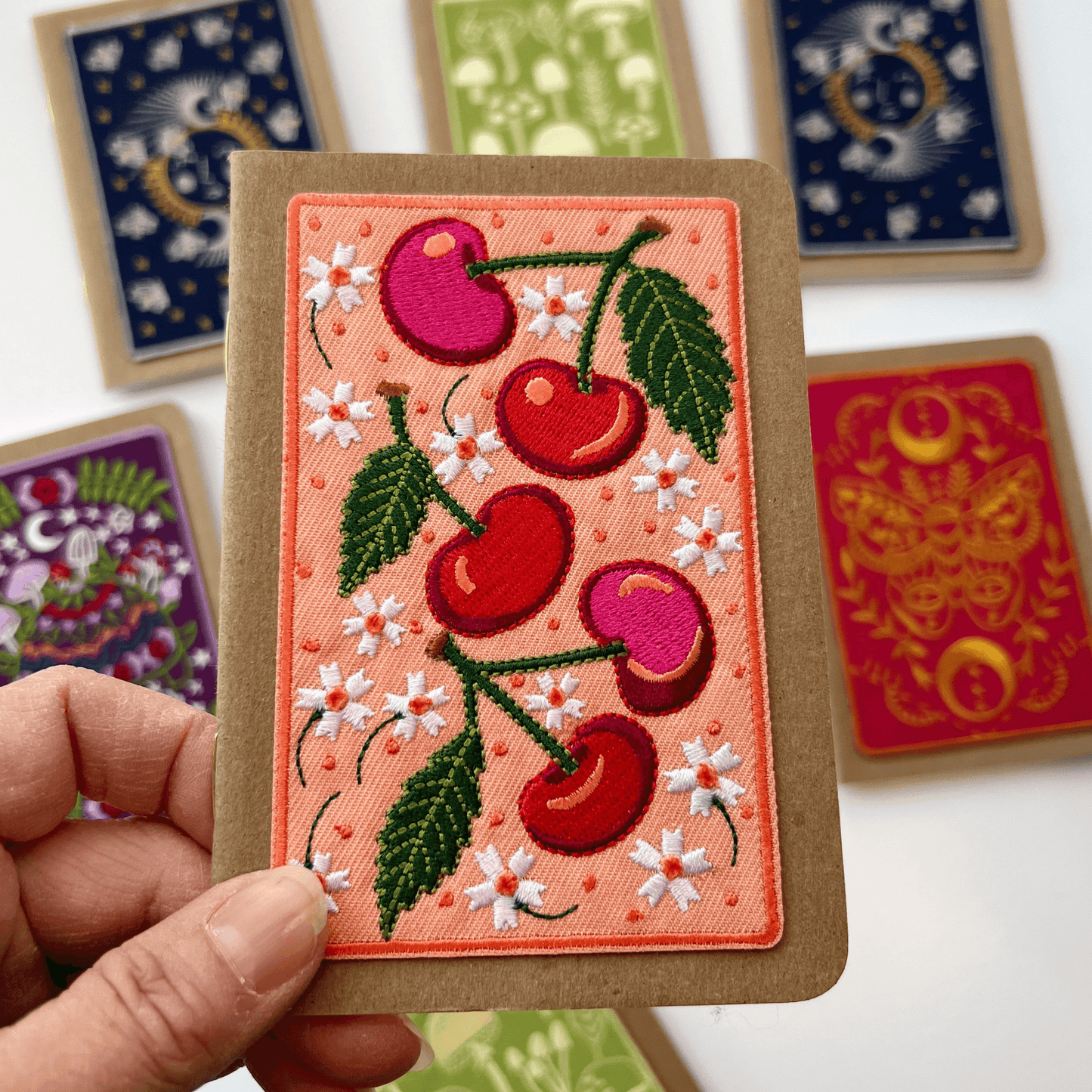 Cherries Embroidery Pocket Notebook