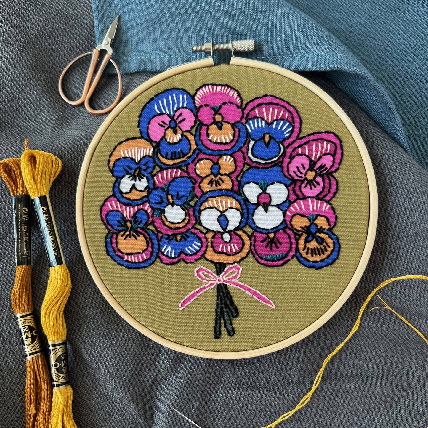 Pansy Embroidery Kit