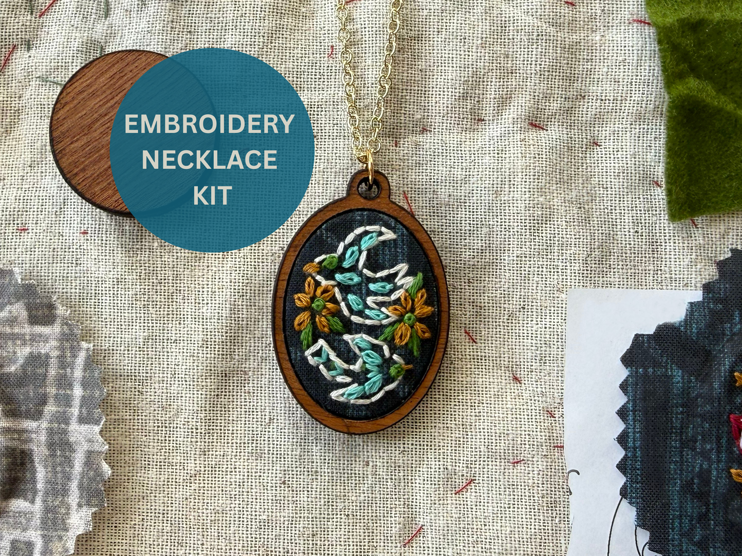 Birds Embroidery Necklace Kit