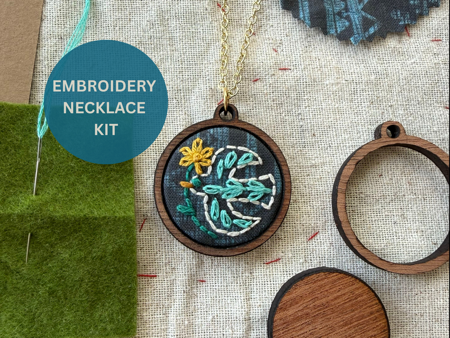 Bird Embroidery Necklace Kit