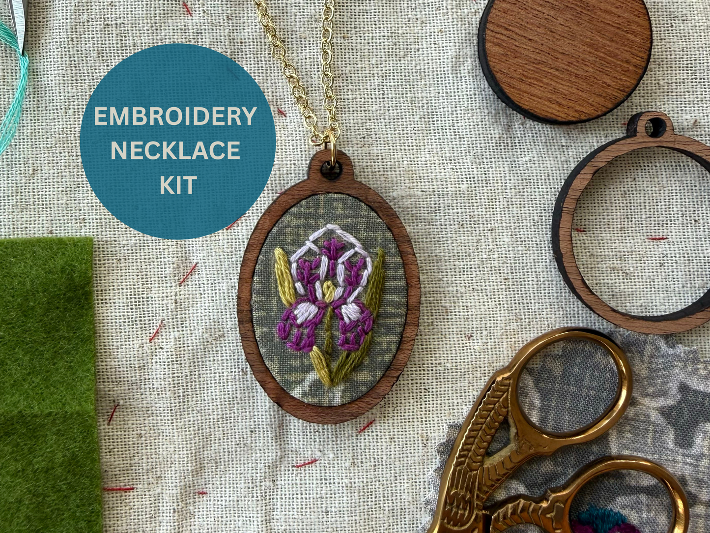 Iris Embroidery Necklace Kit