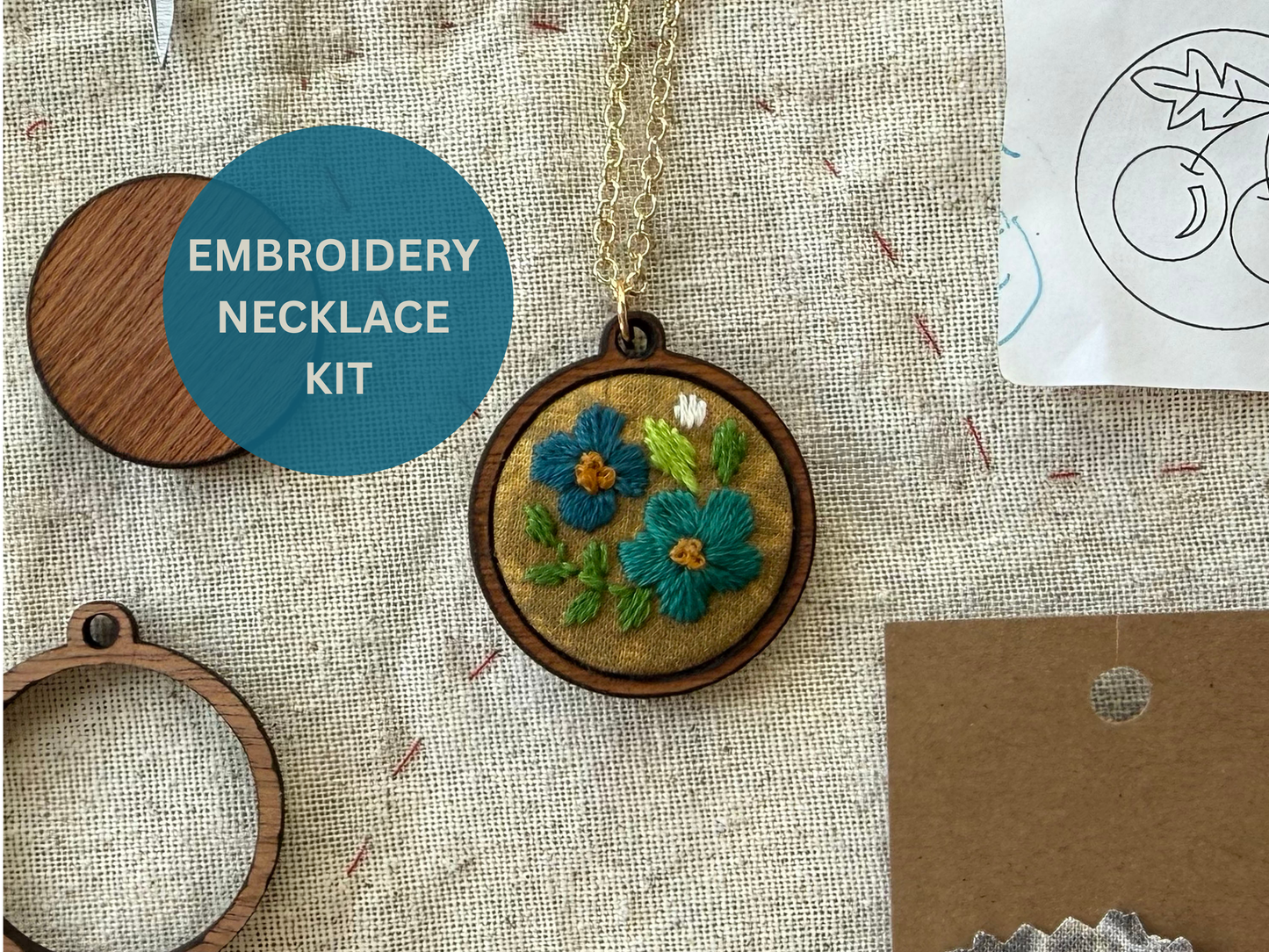 Flowers Embroidery Necklace Kit