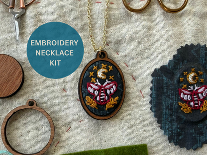 Moth Embroidery Necklace Kit