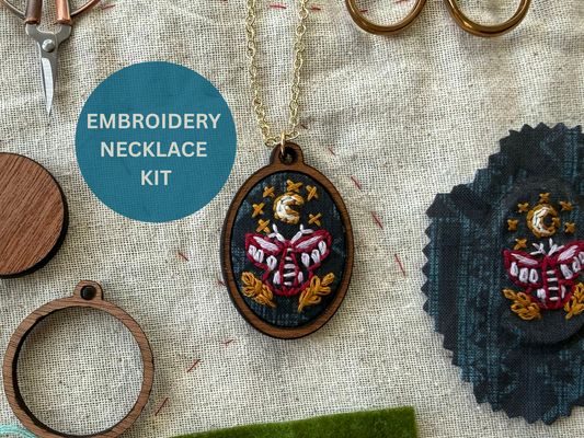 Moth Embroidery Necklace Kit