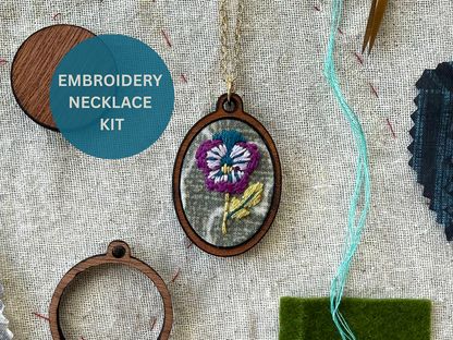 Pansy Embroidery Necklace Kit
