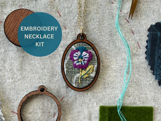 Pansy Embroidery Necklace Kit