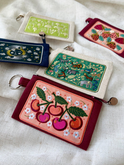 Cherries zipper keyring pouch wallet