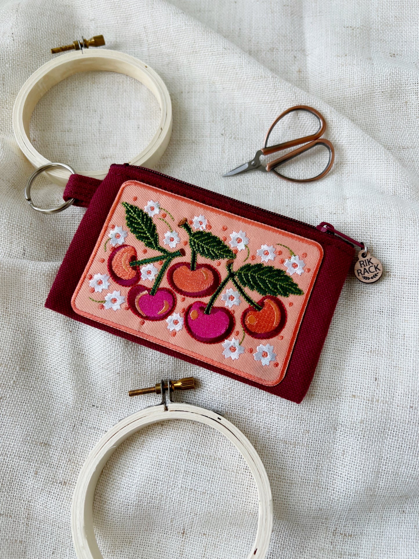 Cherries zipper keyring pouch wallet