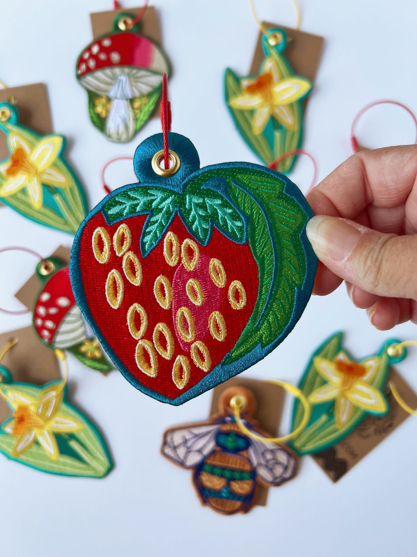 Strawberry bag charm keychain