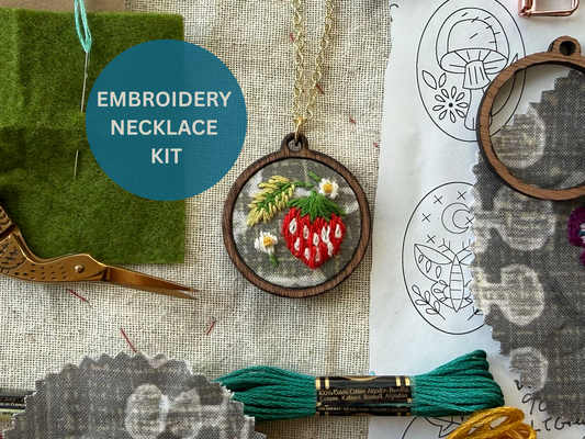 Strawberries Embroidery Necklace Kit