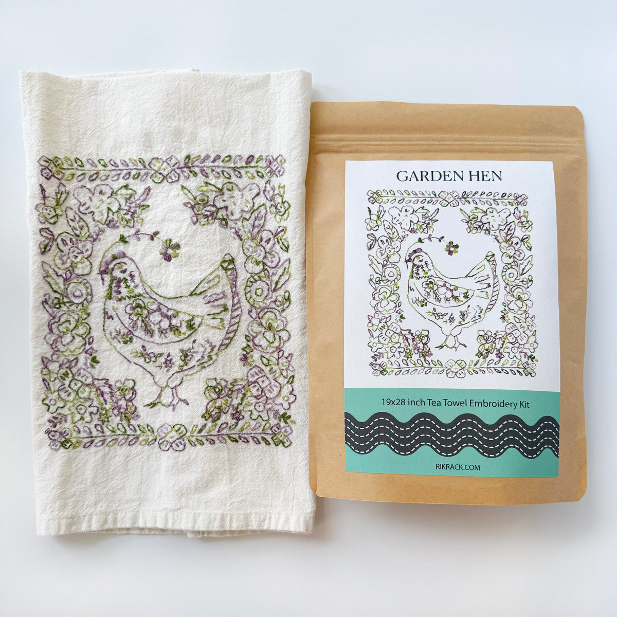 Garden Hen Tea Towel Embroidery Kit