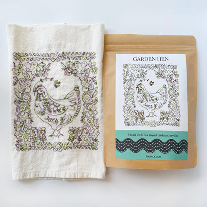 Garden Hen Tea Towel Embroidery Kit