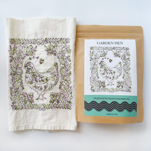 Garden Hen Tea Towel Embroidery Kit