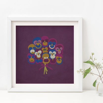 Pansy Bouquet 8x8 Art Print