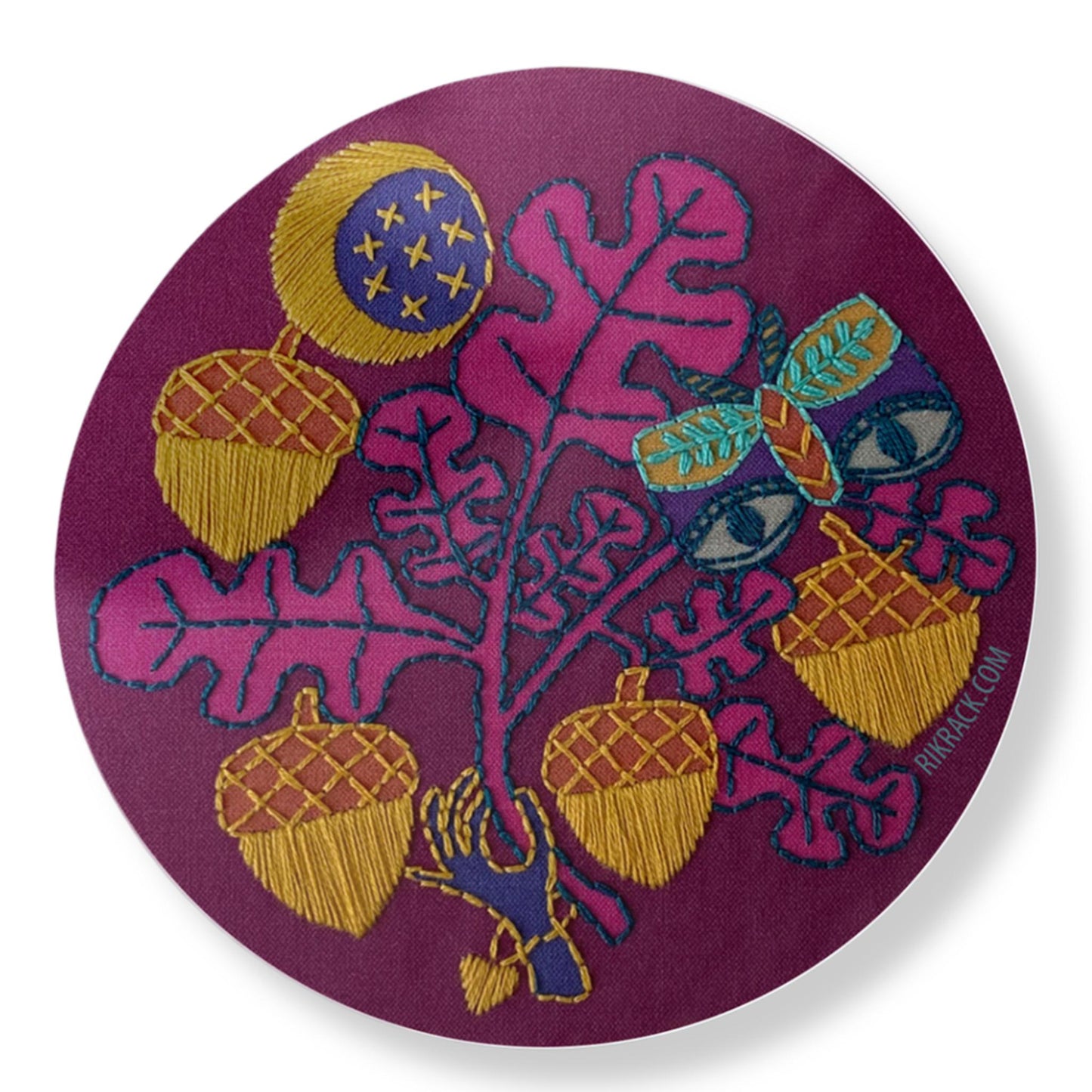 Rikrack Embroidery Acorns Vinyl Sticker