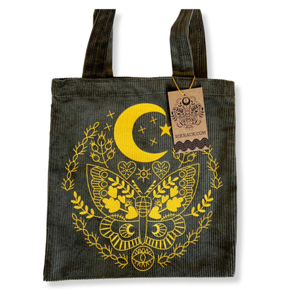 Lunar Moth Corduroy Tote Bag