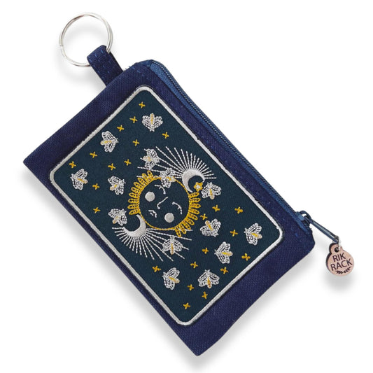 Moonglow embroidered zipper keyring pouch wallet