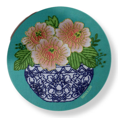 Peony 3" Vinyl Circle Sticker