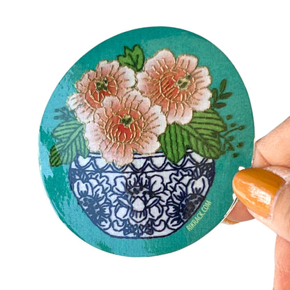 Peony 3" Vinyl Circle Sticker