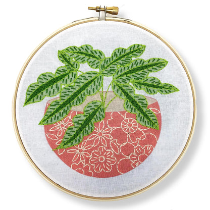 Pink Flower Pot Embroidery Kit