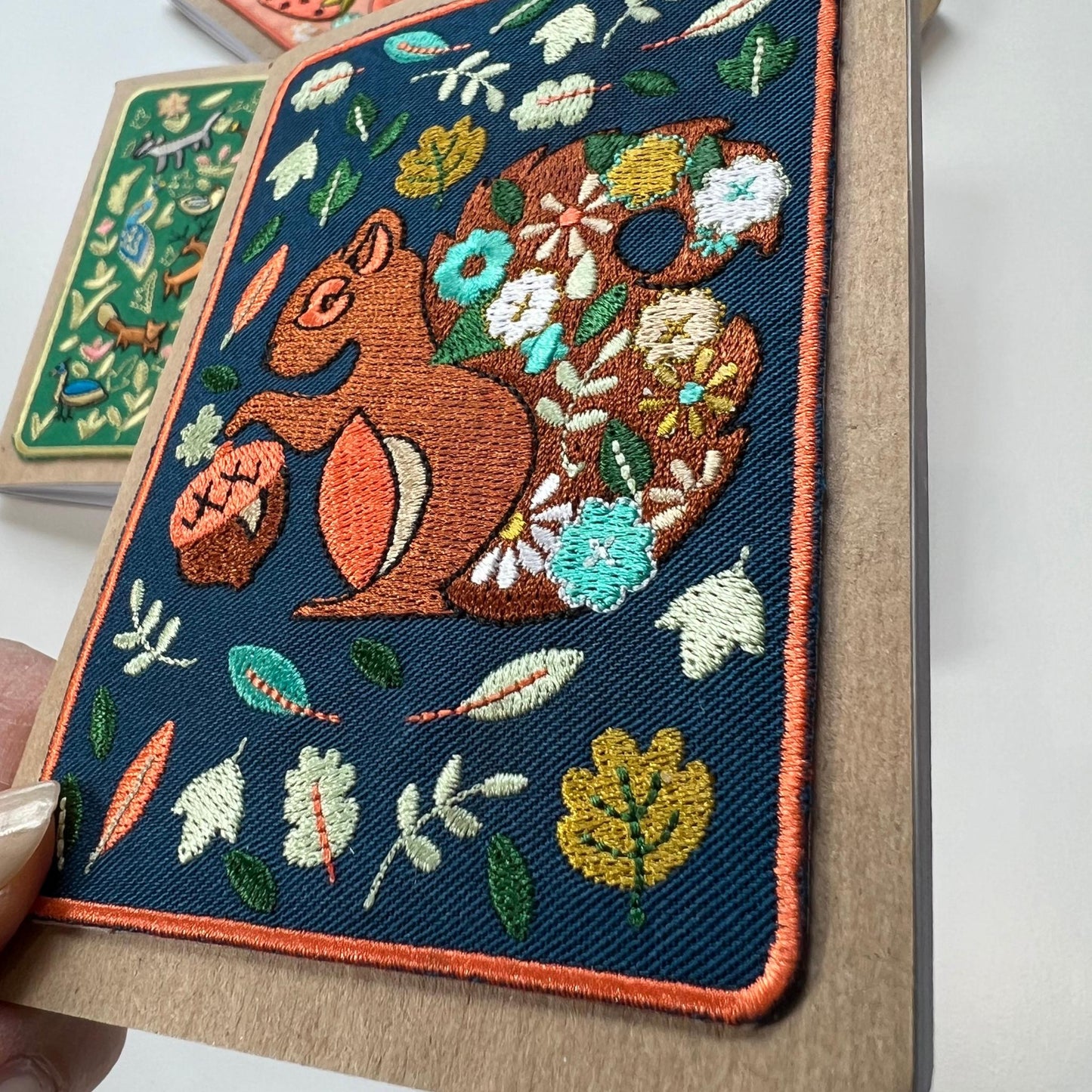 Squirrel Embroidery Pocket Notebook