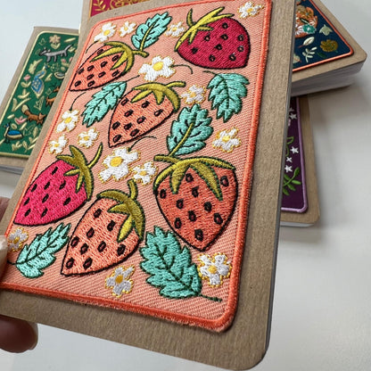 Strawberries Embroidery Pocket Notebook