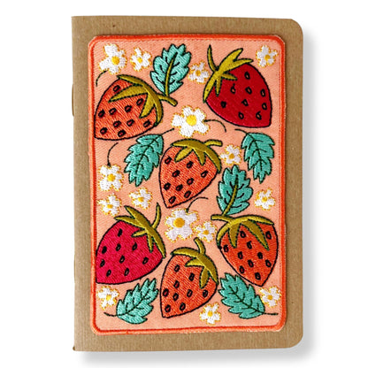 Strawberries Embroidery Pocket Notebook