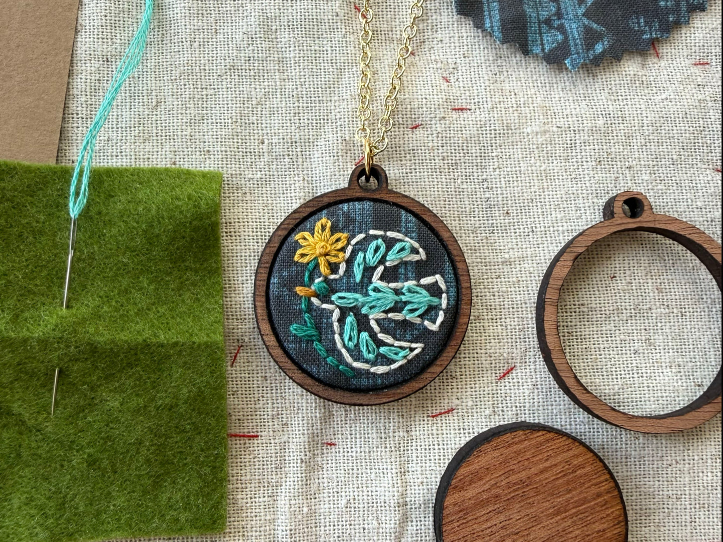 Bird Embroidery Necklace Kit