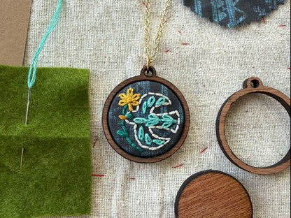 Bird Embroidery Necklace Kit