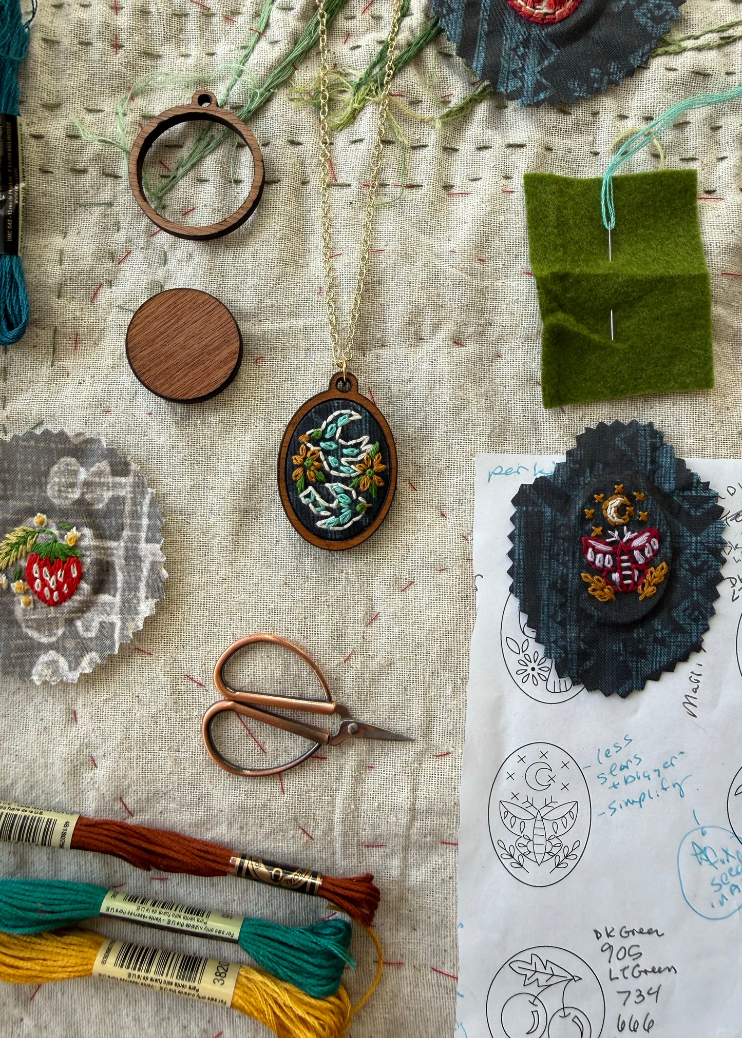 Birds Embroidery Necklace Kit