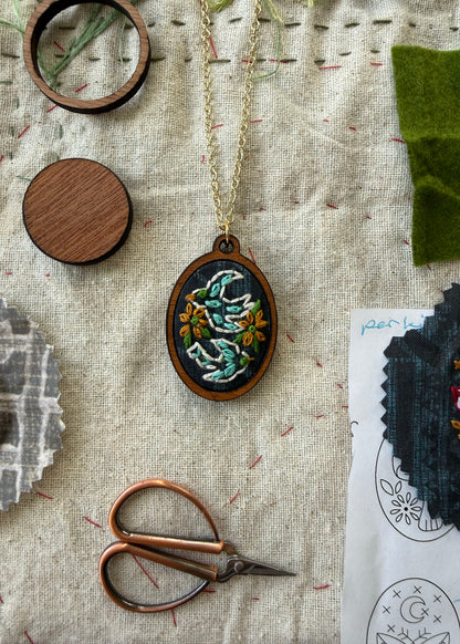 Birds Embroidery Necklace Kit