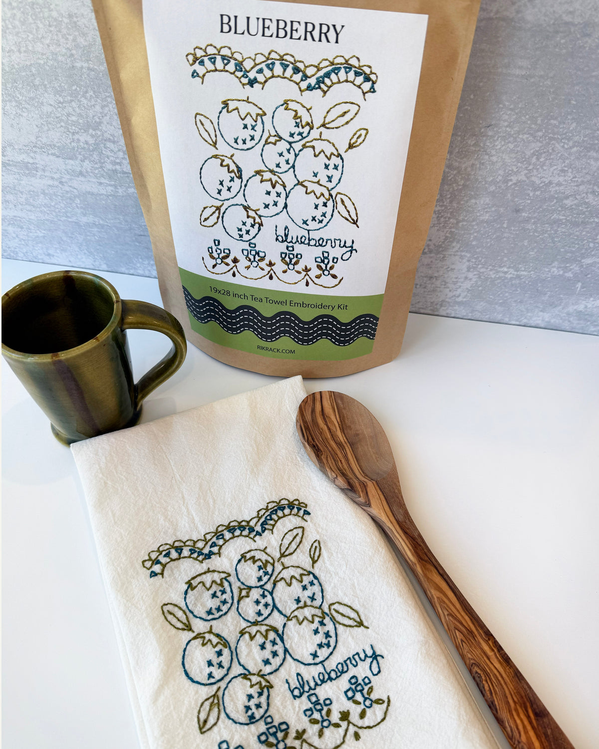 Blueberry Embroidery Tea Towel Kit