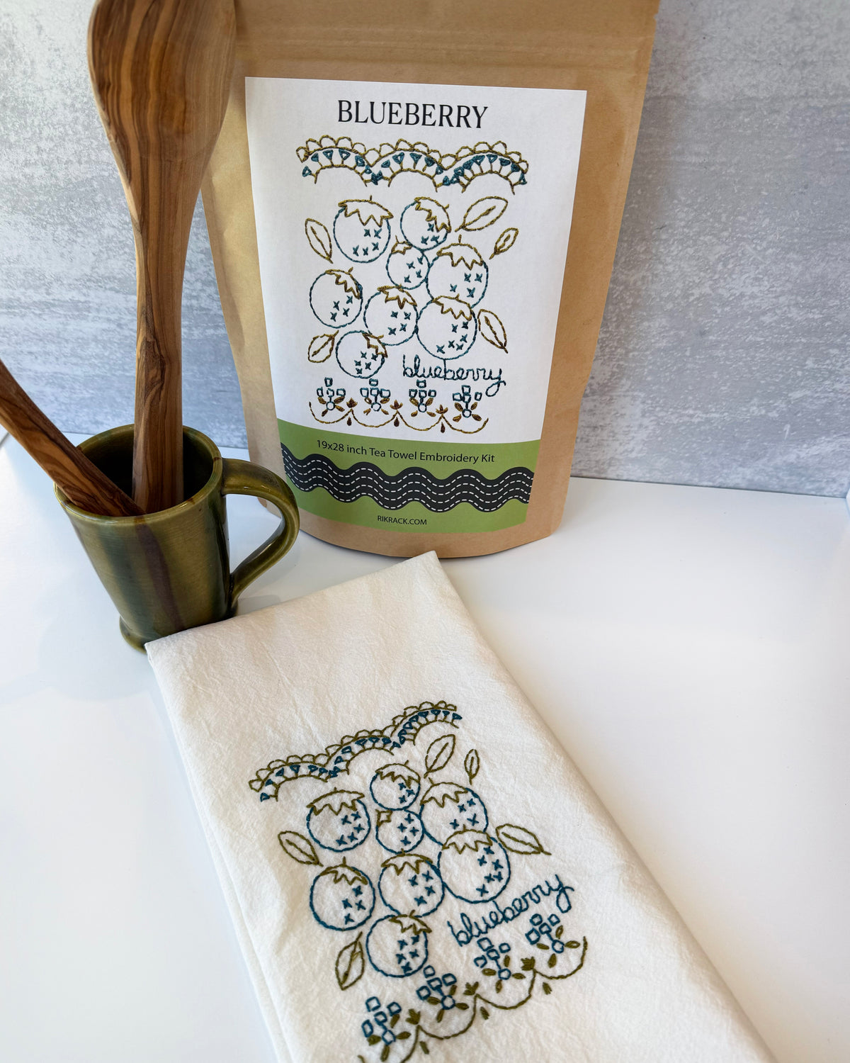 Blueberry Embroidery Tea Towel Kit