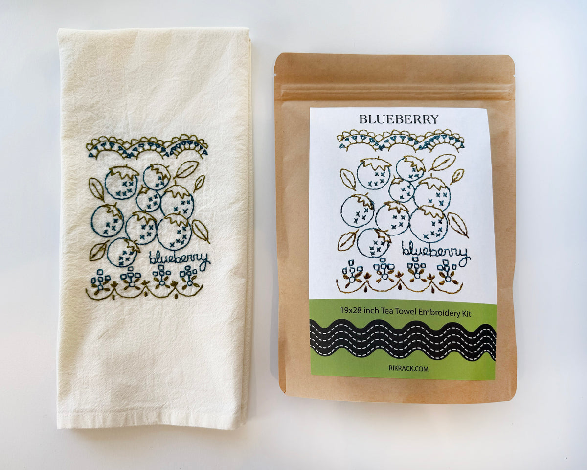 Blueberry Embroidery Tea Towel Kit