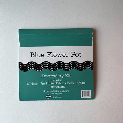 Blue Flower Pot Embroidery Kit