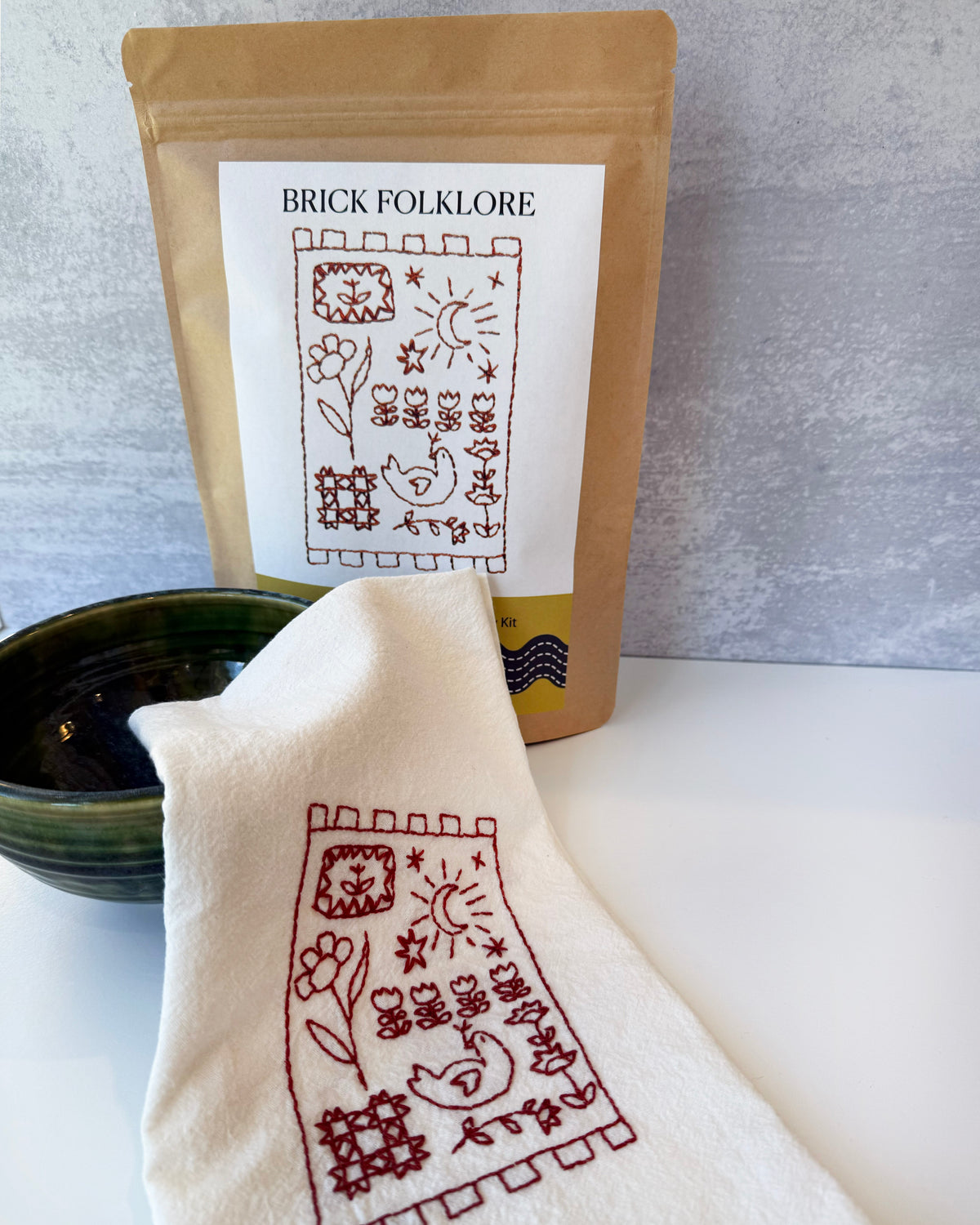 Brick Folklore Tea Towel Embroidery Kit