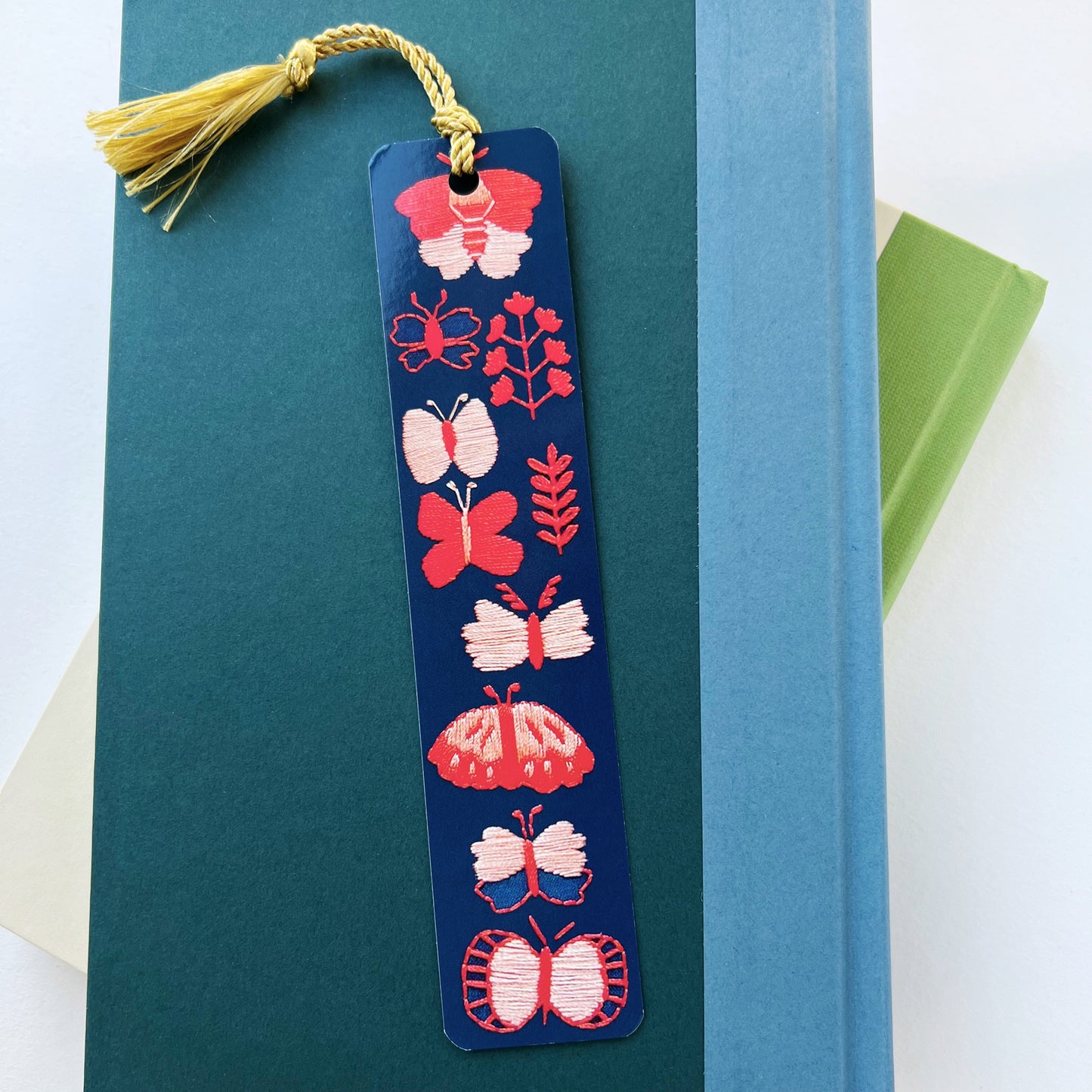 Butterflies Embroidery Bookmark with Tassel