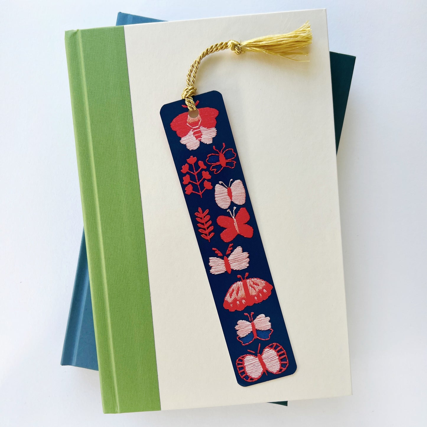 Butterflies Embroidery Bookmark with Tassel