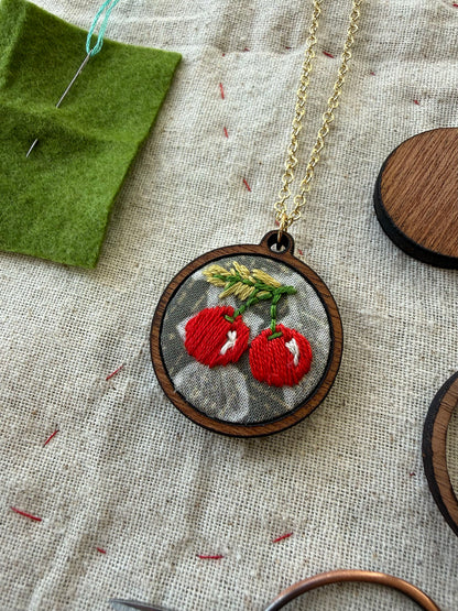 Cherries Embroidery Necklace Kit