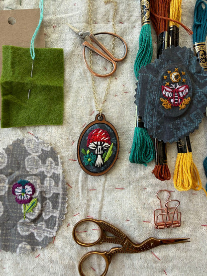 Mushroom Embroidery Necklace Kit