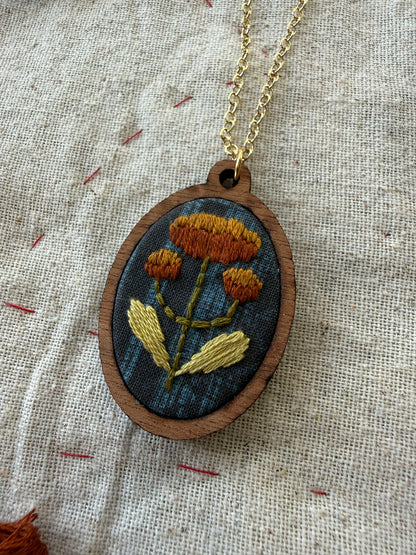 Folk Flowers Embroidery Necklace Kit