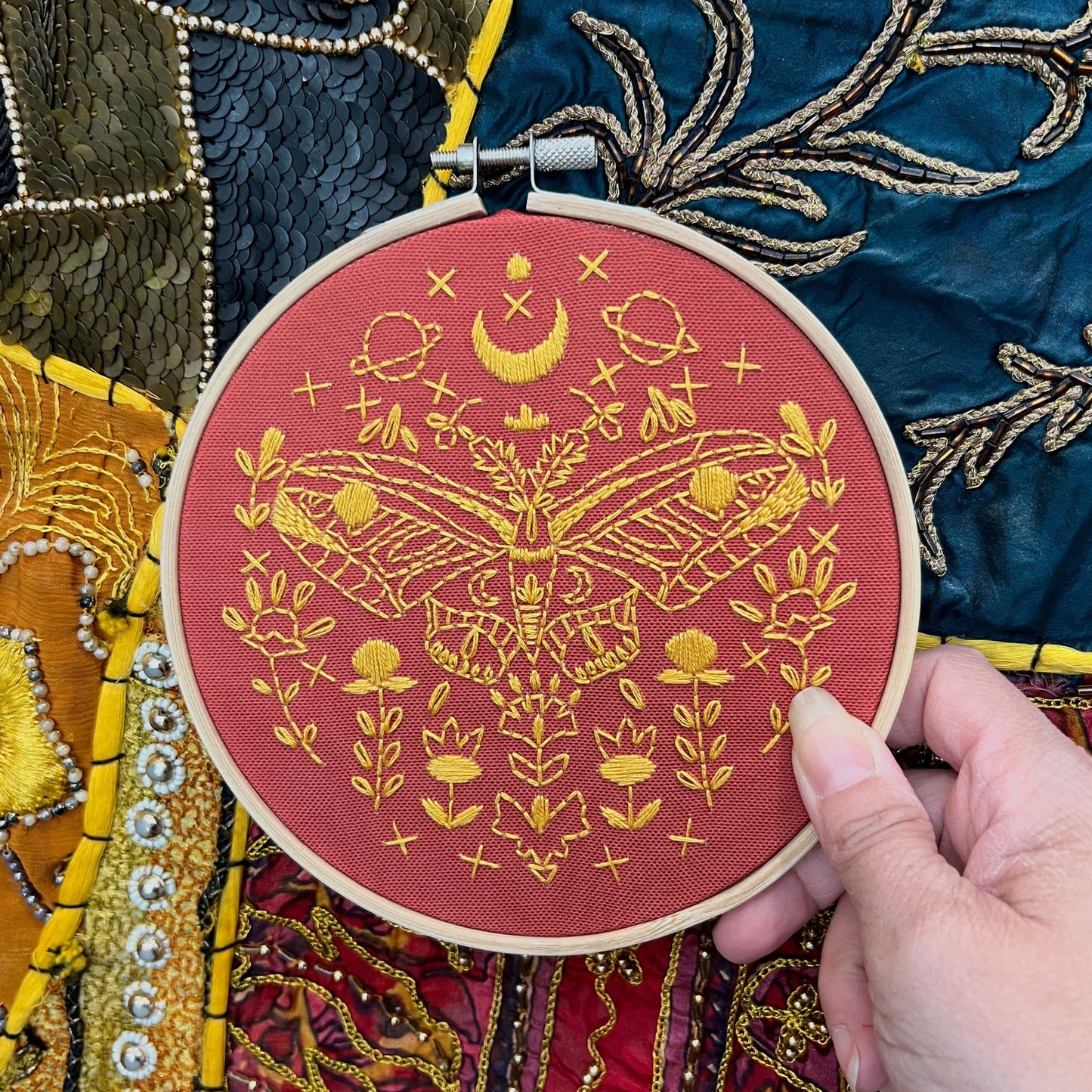 Golden Moth Embroidery Kit