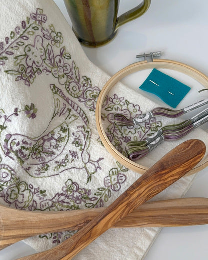 Garden Hen Tea Towel Embroidery Kit