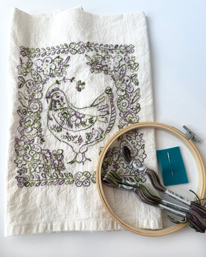 Garden Hen Tea Towel Embroidery Kit