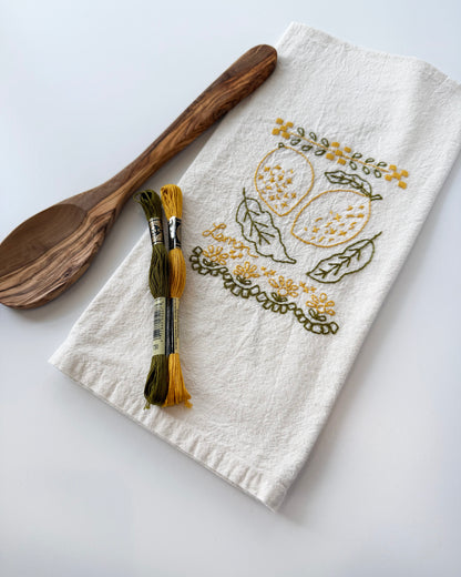 Lemon Tea Towel Embroidery Kit