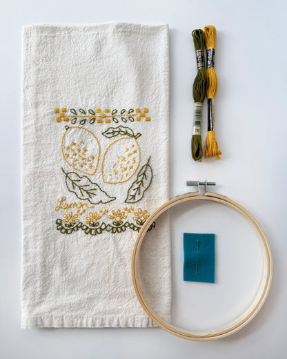 Lemon Tea Towel Embroidery Kit